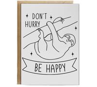 Hippowarehouse Don't hurry be happy Sloth Birthday Card A5 Personalised with envelope for him for her Funny Cards for Men and Women Blank inside option