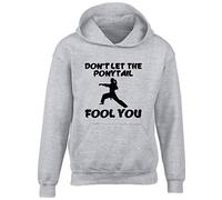 Hippowarehouse Don't Let The Ponytail Fool You Kids Children's Unisex Hoodie Hooded top Grey