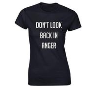 Hippowarehouse Don't Look Back in Anger Womens Fitted Short Sleeve t-Shirt (Specific Size Guide in Description) Black
