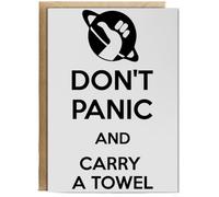 Hippowarehouse Don't Panic And Carry A Towel Personalised Card A6 with envelope for him for her Funny Cards for Men and Women Blank inside option