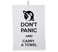 Hippowarehouse Don't Panic And Carry A Towel Tea Towel Eco Printed Dish Cloth Kitchen accessory 50cmx70cm 100% Cotton