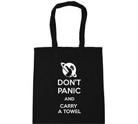 Hippowarehouse Don't Panic And Carry A Towel Tote Shopping Gym Beach Bag 42cm x38cm, 10 litres