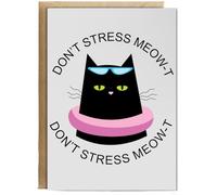 Hippowarehouse Don't stress meow-t Birthday Card A5 Personalised with envelope for him for her Funny Cards for Men and Women Blank inside option