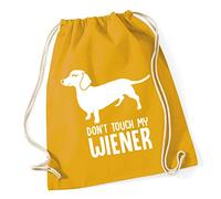 Hippowarehouse Don't touch my weiner - Dachshund sausage dog Drawstring Cotton School Gym Bag 37cm x 46cm, 12 litres