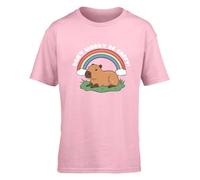 Hippowarehouse Don't Worry be cappy! Kids Children's Short Sleeve t-Shirt 7-8 Years Pink