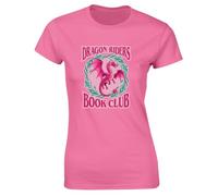 Hippowarehouse Dragon Riders Book Club Womens Slim fit Short Sleeve t-Shirt Small (UK Size 10) Pink