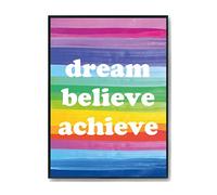 Hippowarehouse Dream Believe Achieve Printed Poster A4 Wall Art Design Classroom Room Gym Office Décor