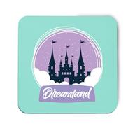 Hippowarehouse Dreamland Magical Castle in a Snow Globe printed coaster gloss finish durable backing 9cm x 9cm 2 pack