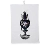Hippowarehouse Drink Up Witches Gothic Jewelled Chalice Tea Towel Eco Printed Dish Cloth Kitchen accessory 50cmx70cm 100% Cotton