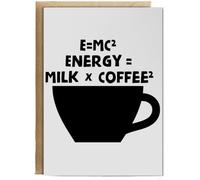 Hippowarehouse E=MC2 Energy = Milk x Coffee Squared Personalised Card A6 with envelope for him for her Funny Cards for Men and Women Blank inside option