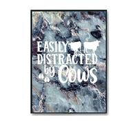 Hippowarehouse Easily Distracted by Cows Printed Poster A4 Wall Art Design Classroom Room Gym Office Décor