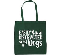 Hippowarehouse Easily Distracted by Dogs Tote Shopping Gym Beach Bag 42cm x38cm, 10 litres