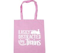 Hippowarehouse Easily Distracted by Trains Tote Shopping Gym Beach Bag 42cm x38cm, 10 litres