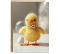 Hippowarehouse Easter felt chick i a bow tie Personalised Card A6 with envelope for him for her Funny Cards for Men and Women Blank inside option