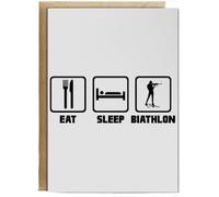 Hippowarehouse Eat Sleep Biathlon Birthday Card A5 Personalised with envelope for him for her Funny Cards for Men and Women Blank inside option