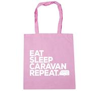Hippowarehouse Eat Sleep Caravan Repeat Tote Shopping Gym Beach Bag 42cm x38cm, 10 litres