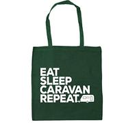 Hippowarehouse Eat Sleep Caravan Repeat Tote Shopping Gym Beach Bag 42cm x38cm, 10 litres