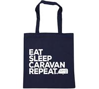 Hippowarehouse Eat Sleep Caravan Repeat Tote Shopping Gym Beach Bag 42cm x38cm, 10 litres