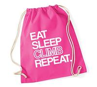 Hippowarehouse Eat Sleep Climb Repeat Drawstring Cotton School Gym Kid Bag Sack 37cm x 46cm, 12 litres