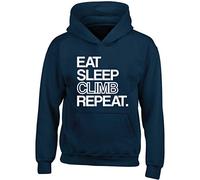 Hippowarehouse Eat Sleep Climb Repeat Kids Children's Unisex Hoodie Hooded top Navy