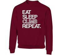 Hippowarehouse Eat Sleep Climb Repeat Kids Children's Unisex Jumper Sweatshirt Pullover Maroon