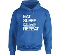 Hippowarehouse Eat Sleep Climb Repeat Unisex Hoodie Hooded top (Specific Size Guide in Description) Sapphire Blue