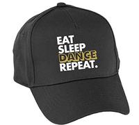 Hippowarehouse Eat Sleep Dance Repeat Baseball Cap hat Premium Printed 5 Panel OneSize Adults Black