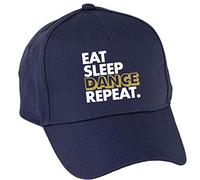 Hippowarehouse Eat Sleep Dance Repeat Baseball Cap hat Premium Printed 5 Panel OneSize Adults Navy