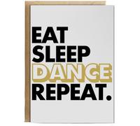 Hippowarehouse Eat Sleep Dance Repeat Birthday Card A5 Personalised with envelope for him for her Funny Cards for Men and Women Blank inside option
