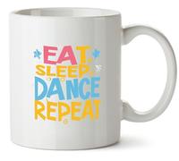 Hippowarehouse Eat Sleep Dance Repeat Gift for Him Her Daughter Son Dad Mum Printed Mug Various Colour Options Ceramic Cup Kitchenware 10oz