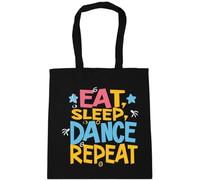 Hippowarehouse Eat Sleep Dance Repeat Gift For Him Her Daughter Son Dad Mum Tote Shopping Gym Beach Bag 42cm x38cm, 10 litres