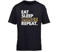 Hippowarehouse Eat Sleep Dance Repeat Kids Children's Short Sleeve t-Shirt Black
