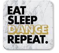 Hippowarehouse Eat Sleep Dance Repeat pack of 2 coasters gloss finish durable backing 9cm x 9cm