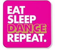 Hippowarehouse Eat Sleep Dance Repeat pack of 2 coasters gloss finish durable backing 9cm x 9cm