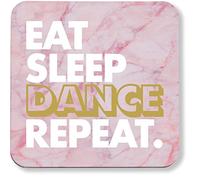 Hippowarehouse Eat Sleep Dance Repeat pack of 2 coasters gloss finish durable backing 9cm x 9cm