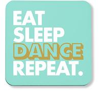 Hippowarehouse Eat Sleep Dance Repeat pack of 2 coasters gloss finish durable backing 9cm x 9cm