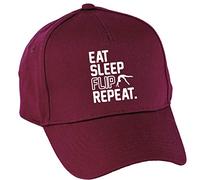 Hippowarehouse Eat Sleep Flip Repeat Gymnastics Gymnast Baseball Cap hat Premium Printed 5 Panel OneSize Adults Burgundy