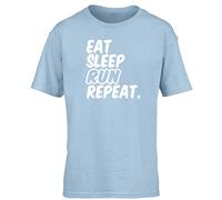 Hippowarehouse Eat Sleep Run Repeat Kids Children's Short Sleeve t-Shirt Light Blue