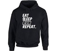 Hippowarehouse Eat Sleep Run Repeat unisex Hoodie hooded top (Specific size guide in description) Black