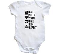 Hippowarehouse Eat Sleep Swim Bike Run Repeat Triathlon baby vest bodysuit (short sleeve) boys girls