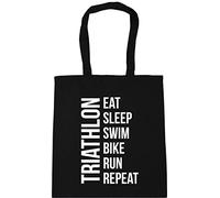 Hippowarehouse Eat Sleep Swim Bike Run Repeat Triathlon Tote Shopping Gym Beach Bag 42cm x38cm, 10 litres
