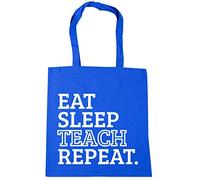Hippowarehouse Eat Sleep Teach Repeat Tote Shopping Gym Beach Bag 42cm x38cm, 10 litres