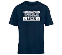 Hippowarehouse Education is Important but not as Important as MMA Kids Children's Short Sleeve t-Shirt Navy Blue