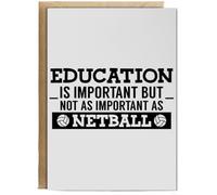 Hippowarehouse Education is important but not as important as netball Birthday Card A5 Personalised with envelope for him for her Funny Cards for Men and Women Blank inside option
