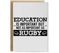 Hippowarehouse Education is important but not as important as rugby Personalised Card A6 with envelope for him for her Funny Cards for Men and Women Blank inside option
