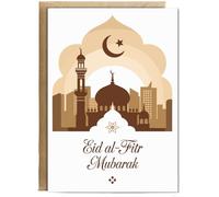 Hippowarehouse Eid Mubarak blue moon Personalised Card A6 with envelope for him for her Funny Cards for Men and Women Blank inside option