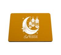 Hippowarehouse Eid Mubarak Moon Crescent Lantern Design Islamic Festival Decor Ramadan Kareem Print printed mouse mat pad accessory black rubber base 240mm x 190mm x 60mm