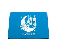 Hippowarehouse Eid Mubarak Moon Crescent Lantern Design Islamic Festival Decor Ramadan Kareem Print printed mouse mat pad accessory black rubber base 240mm x 190mm x 60mm