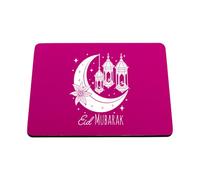 Hippowarehouse Eid Mubarak Moon Crescent Lantern Design Islamic Festival Decor Ramadan Kareem Print printed mouse mat pad accessory black rubber base 240mm x 190mm x 60mm