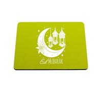Hippowarehouse Eid Mubarak Moon Crescent Lantern Design Islamic Festival Decor Ramadan Kareem Print printed mouse mat pad accessory black rubber base 240mm x 190mm x 60mm